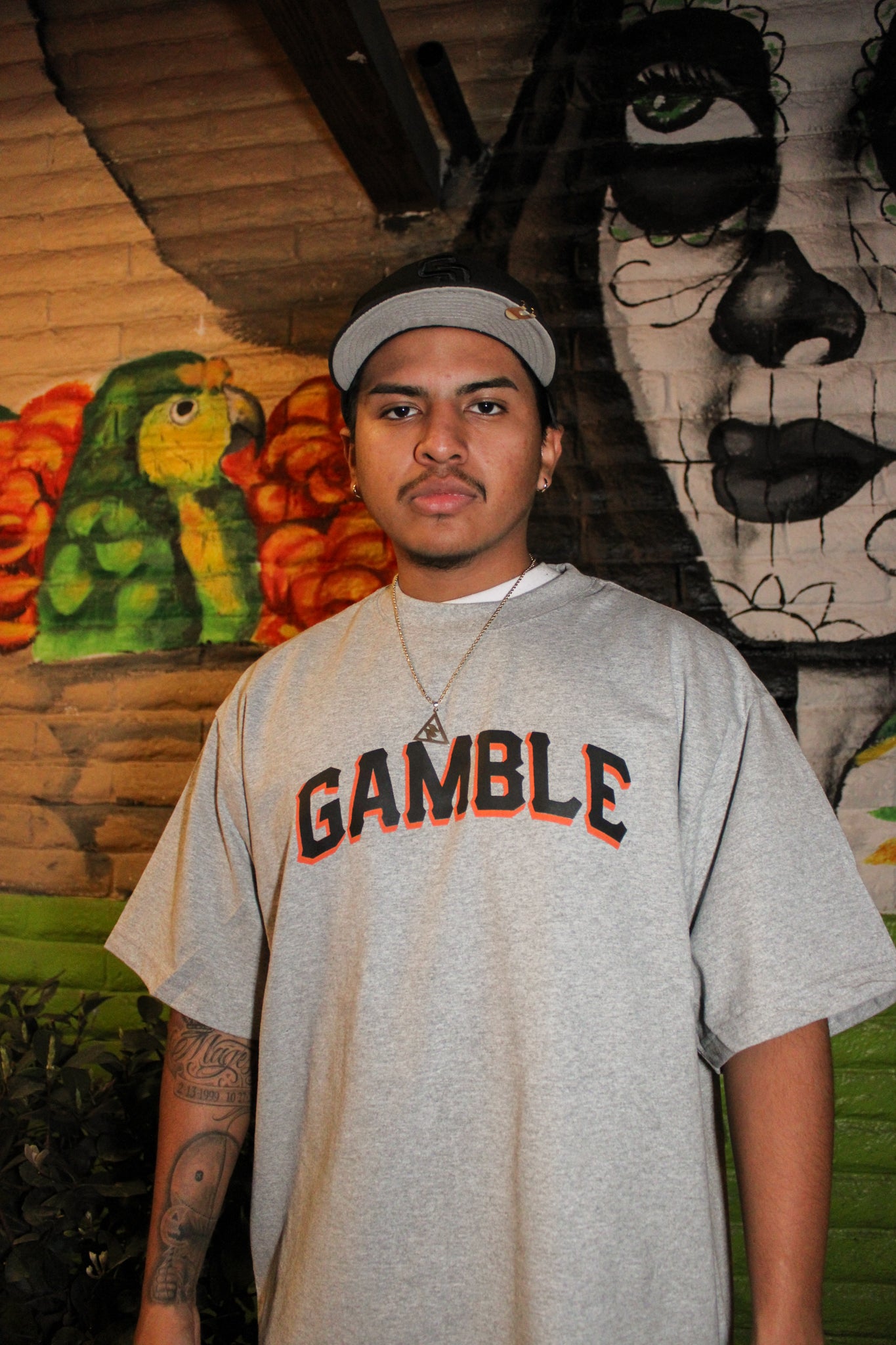 Grey Slugger T-Shirt (Blk & Orange)