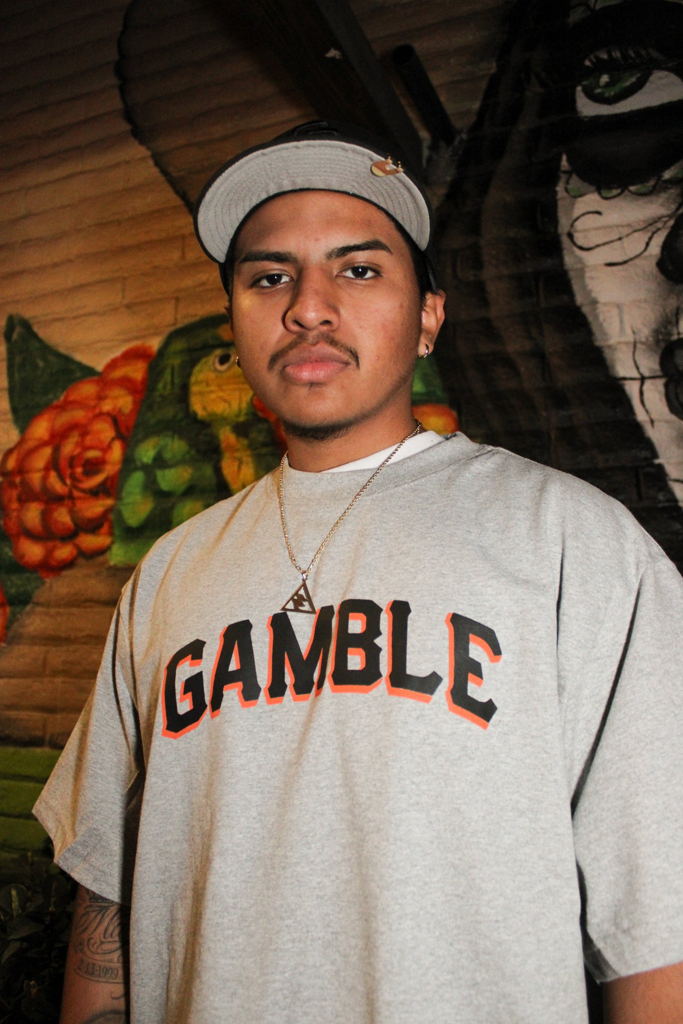 Grey Slugger T-Shirt (Blk & Orange)